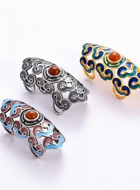 纯银古法金手镯维修卡扣diy遮瑕装饰贴片手镯断裂修复固定配件夹