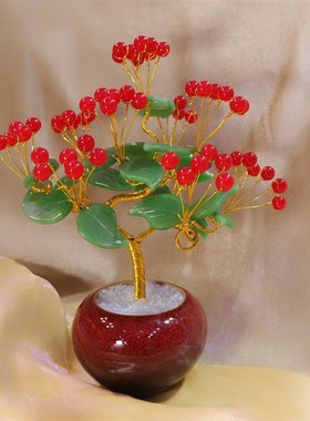 水晶玉髓摇钱树家居客厅创意装饰酒柜玄关桌面闺蜜生日伴手礼摆件