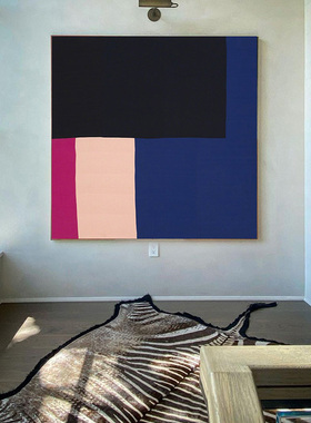 几何拼色客厅背景装饰画现代简约色块挂画抽象艺术壁画大尺寸墙画