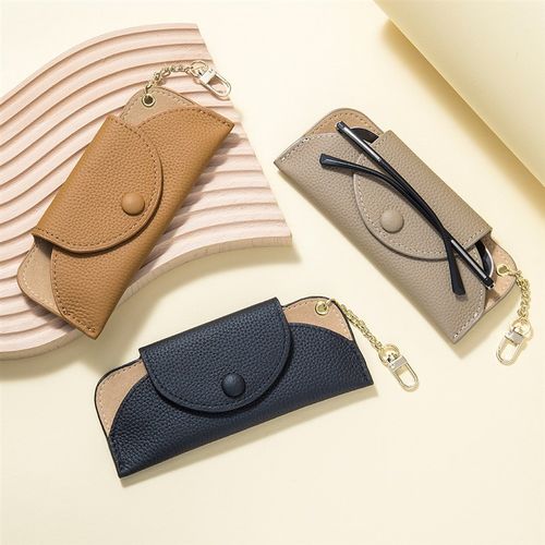 真皮眼镜包太阳墨镜收纳包高级感时尚便携链条眼镜袋女防压保护套