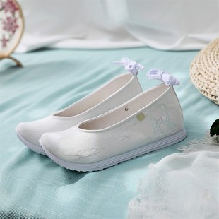 古风汉服女鞋子内增高翘头单鞋民族风绣花鞋唐朝宋制弓鞋