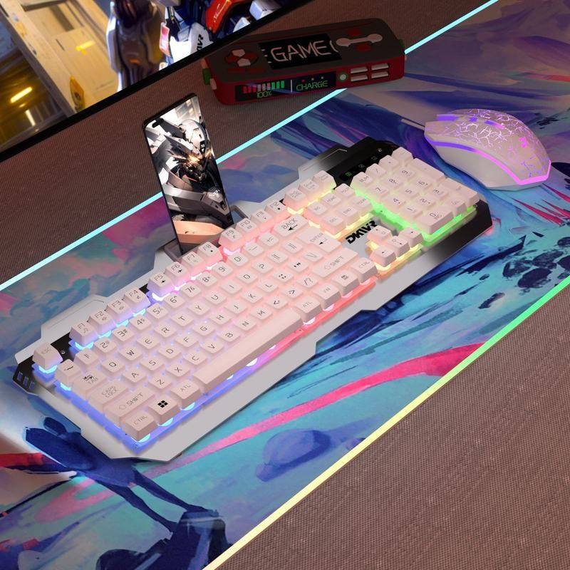 键盘鼠标套装机械手感游戏台式机笔记本通用电脑有线键鼠USB发光