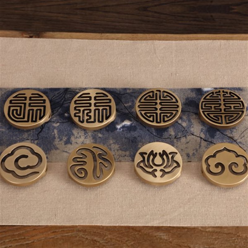 瑞象 古铜色桥耳香篆p黄铜 香篆模具工具灰押打拓打篆香印彷古做