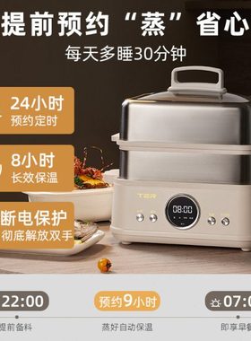 TER不锈钢电蒸锅家用多功能大容量蒸炖一体锅多层蒸箱小型蒸汽锅