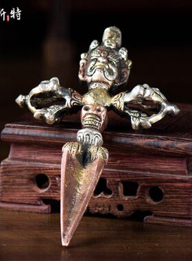 欧斯特 十字五股金刚客厅橛摆件 尼泊尔手工 三色铜做旧工艺品