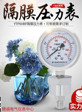 圣迪YTP60BF/ML不锈钢耐震隔膜压力表螺纹连接膜片316L 一体式