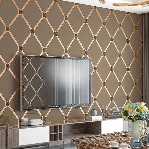 鹿皮绒墙纸客厅3d立体大气现代简约欧式轻奢电视背景墙影视墙壁纸