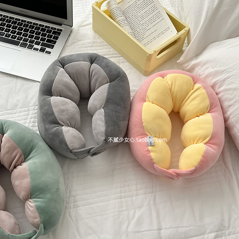 不腻少女心 创意搞怪毛毛虫U型枕摆件沙发靠P枕抱枕可爱U型枕头