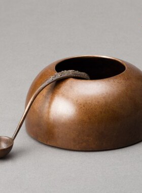 小口铜水丞 水滴砚滴铜器文房四宝砚台加水之用水盂古玩书法用品