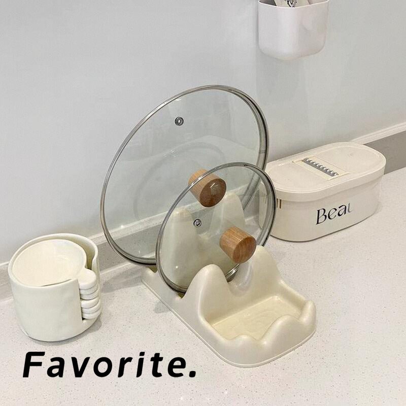 奶油风台面锅盖架厨房轻奢砧板架锅盖放置架N家用多功能锅铲收纳