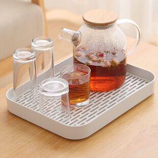 暖壶垫托盘沥水盘长方形双层茶杯子沥水盘塑料茶水托简约果加厚深