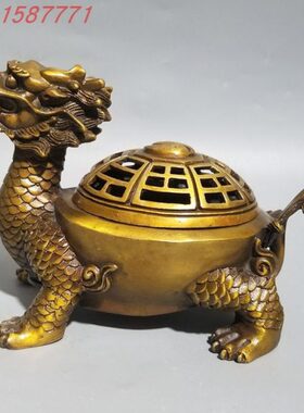 新款纯铜龙龟熏香炉摆件 复古怀旧家居室内禅意工艺品