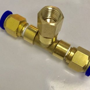 12mm管 两边可接外径4 内丝气管三通快插接头 中间内螺纹m14x1.5