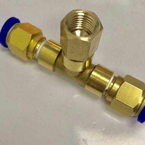 内丝气管三通快插接头 中间内螺纹m14x1.5 两边可接外径4-12mm管