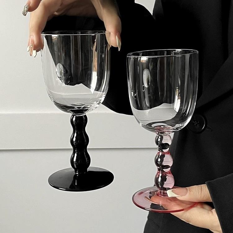 法式覆古设计串珠玻璃酒杯高脚杯红酒葡萄酒杯果酒鸡尾酒杯香槟杯