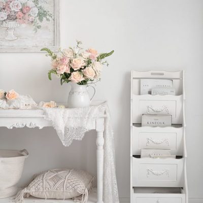 润家家居法式轻奢斗抽屉柜首饰柜白色欧式玻璃翻盖卧室少女梳妆台