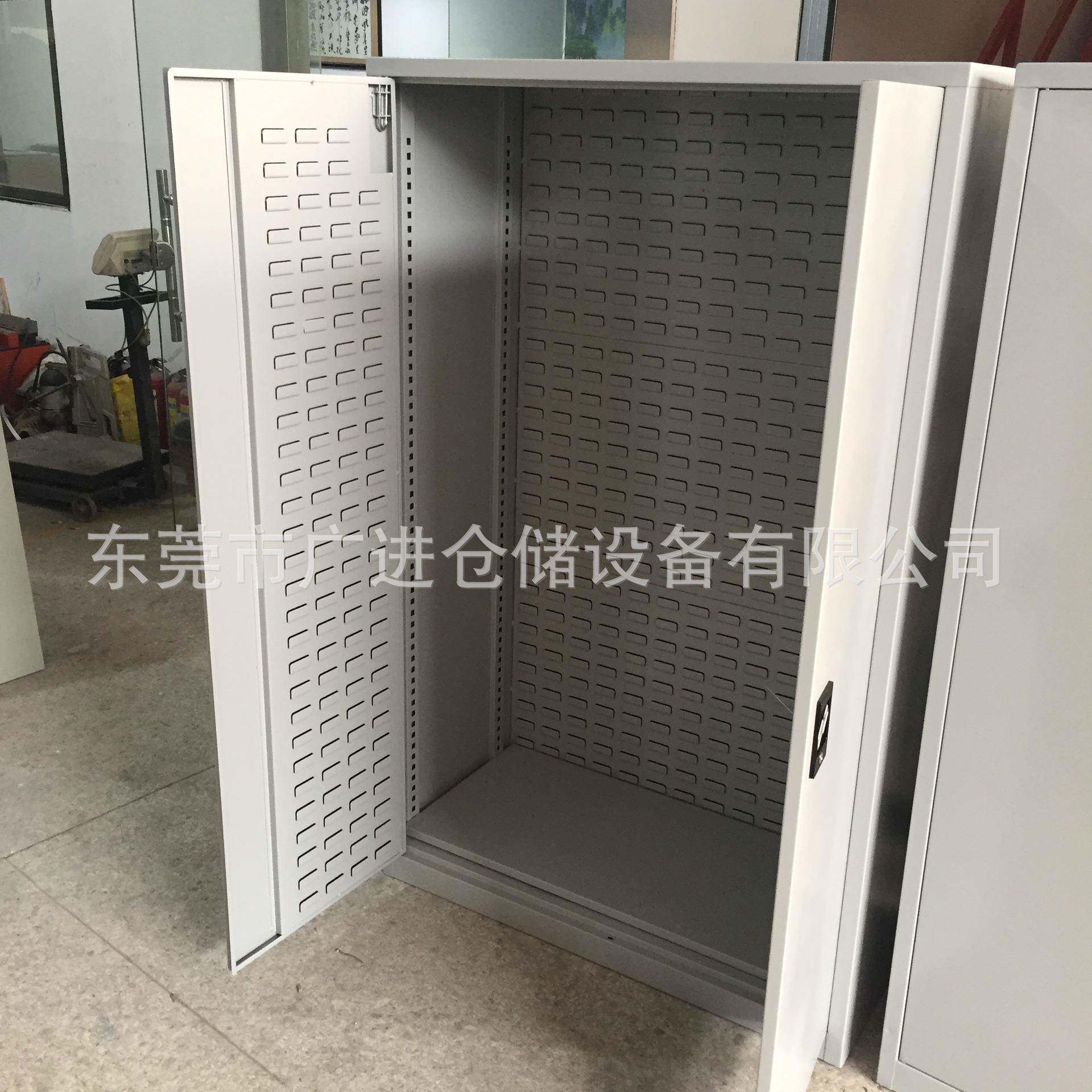 供应双开门带方孔百叶挂板加厚储物柜铁皮双开门工具储物柜