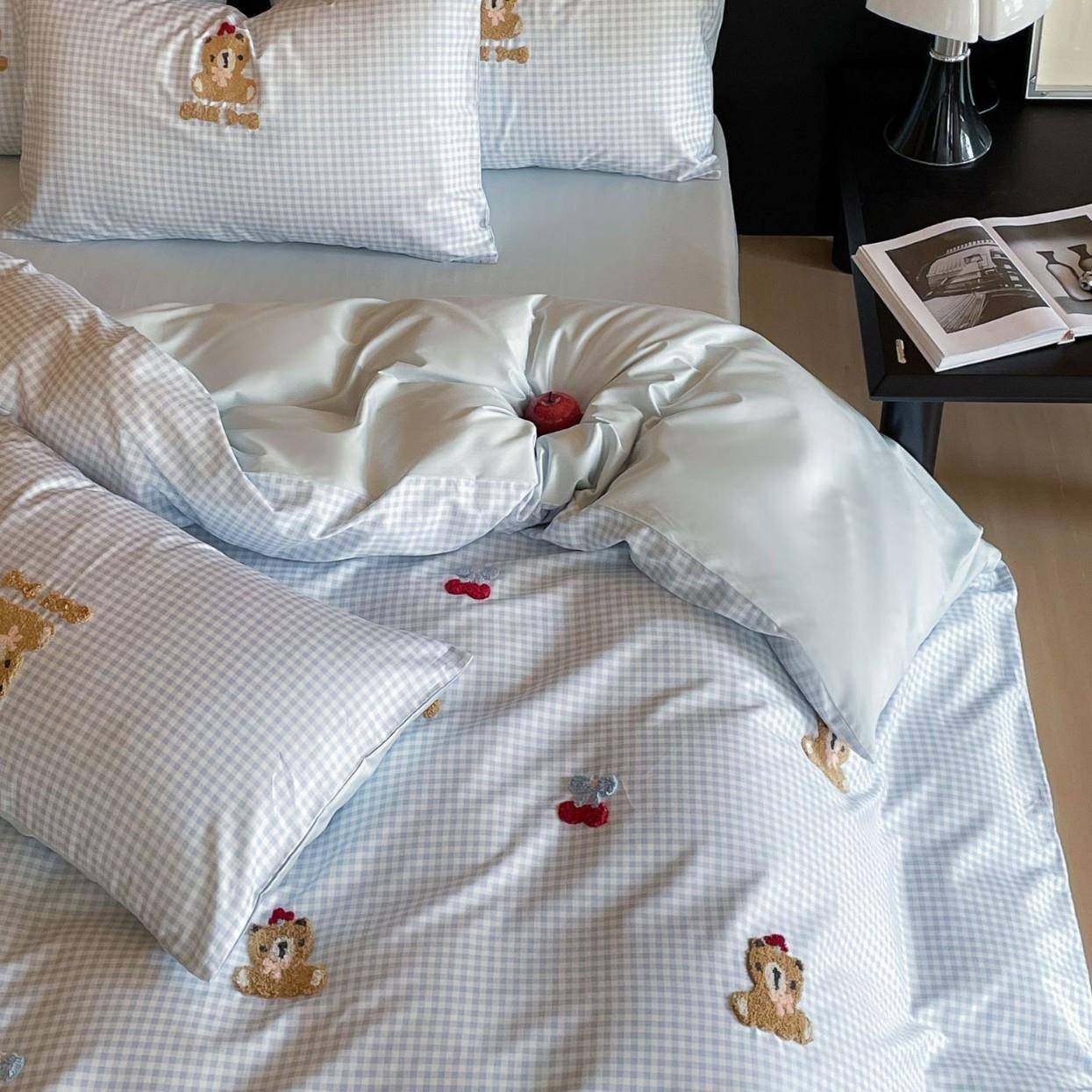 清新小格子50全棉长绒棉四件套卡通儿童毛巾绣被套春满床品,节庆用品/礼品,新娘配件,淘宝优惠券,粉丝福利购,淘宝优惠卷