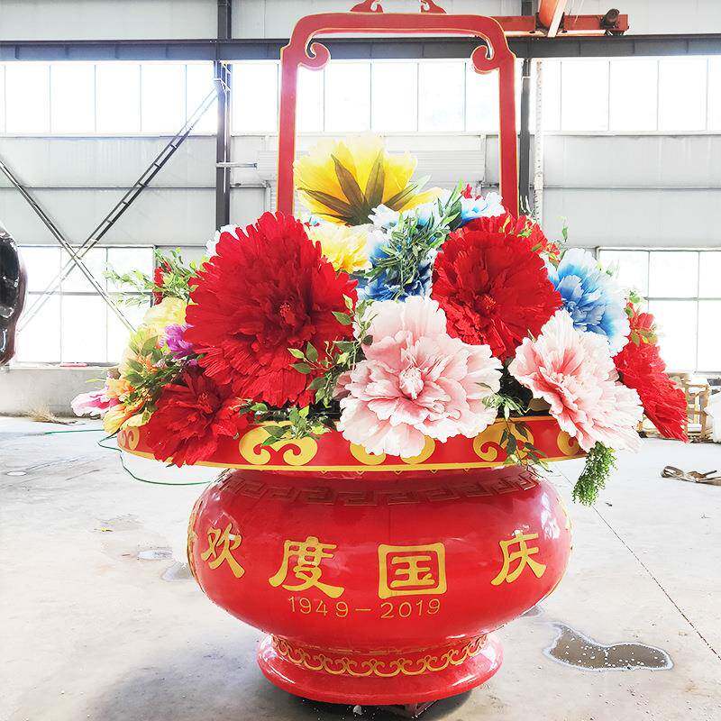 供应户外大型植物花篮创意玻璃钢雕塑工艺品摆件落地景观雕塑