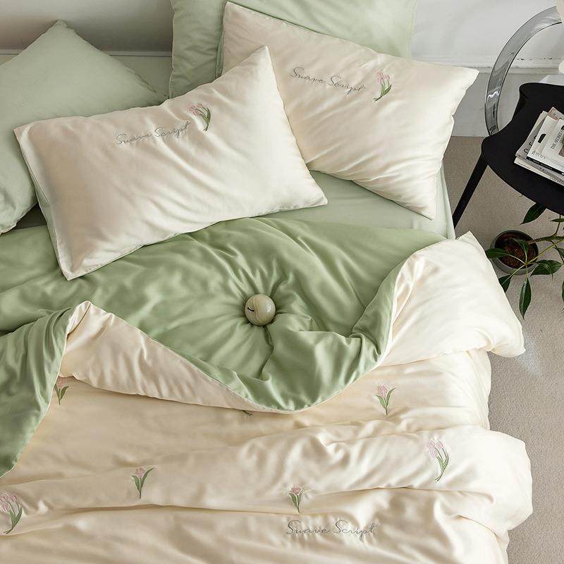 夏季小清新天丝棉床上四件套1.8m少女心郁金香床单被套床品1.5m,纺织面料/辅料/配套,纺织机械配件,淘宝优惠券,粉丝福利购,淘宝优惠卷