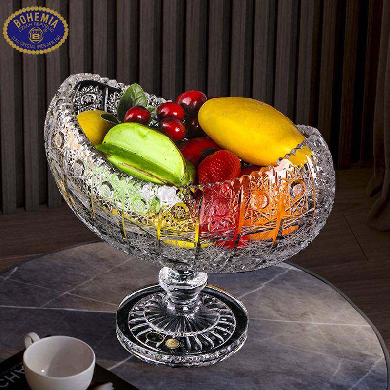 BOHEMIA捷克手工刻花水晶玻璃创意家用高脚椭圆果盘果斗茶几果盘,机械设备,其他机械设备,淘宝优惠券,粉丝福利购,淘宝优惠卷