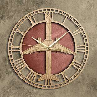 木制挂钟波音757-200客运商用飞机造型墙钟墙面家居装饰壁钟跨境