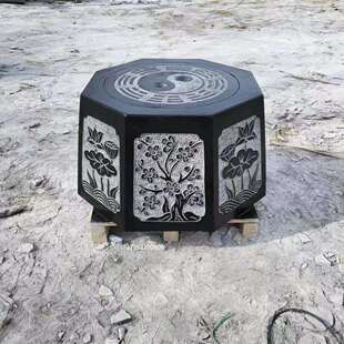 石雕井口井圈青石仿古井盖八角形家用庭院装饰摆件户外大理石井栏