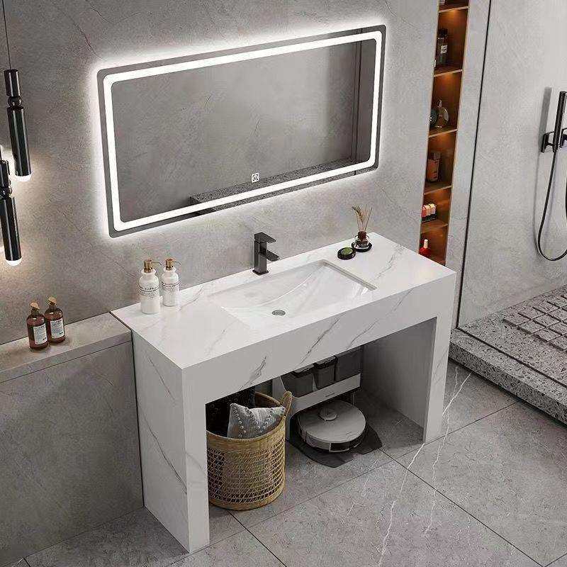 现代简约新款岩板陶瓷盆浴室柜组合落地式卫生间洗脸洗手池洗漱台