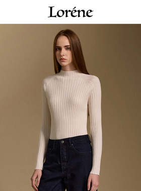 Lorene2025秋冬毛衣女贴身半高领修身桑蚕丝羊毛衫休闲简约针织衫