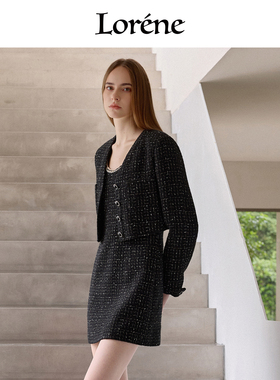Lorene秋冬羊毛外套女修身短款优雅波西米亚法式风小香风西装外套
