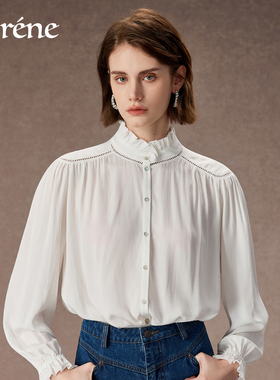 Lorene衬衫女法式宽松衬衣维多利亚复古宫廷风荷叶边立领长袖衬衫