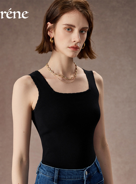 Lorene背心女简约复古修身打底波浪边可外穿棉吊带防走光贝壳背心