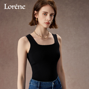 Lorene背心女简约复古修身 打底波浪边可外穿棉吊带防走光贝壳背心