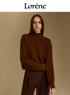 Lorene毛衣女25秋冬新品宽松复古高领针织衫羊毛法式波西米亚毛衫
