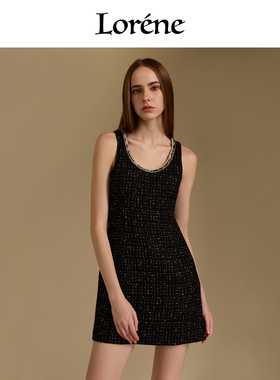 Lorene连衣裙女羊毛吊带裙修身波西米亚法式风裙子A字版无袖长裙