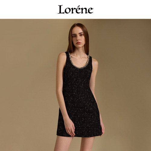 Lorene连衣裙羊毛吊带裙法式长裙