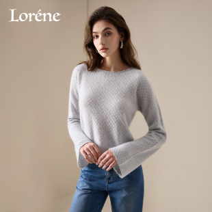 慵懒镂空罩衫 Lorene2026新款 法式 毛衣女落肩宽松山羊绒针织衫 春装