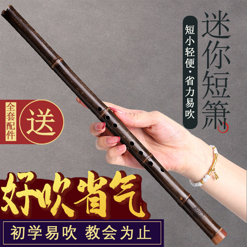 萧乐器初学者入门紫竹短箫专业洞箫8孔g调古风一节 潇F调素箫笛