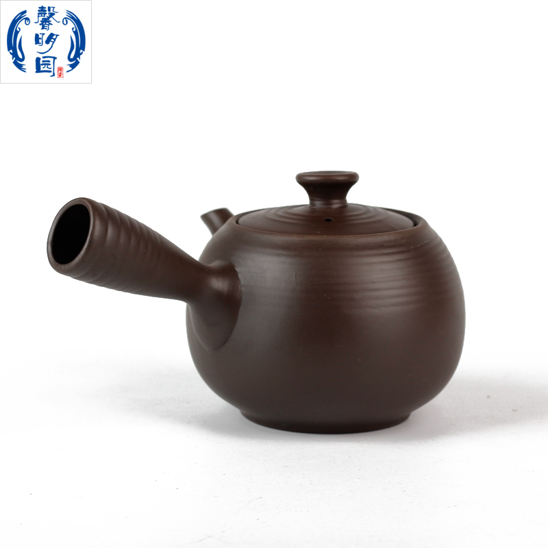 大埔馨明园c陶瓷紫陶螺纹侧把壶日式急须单柄壶过滤茶壶防烫好出