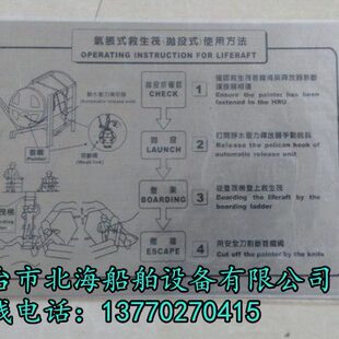 304不锈钢气胀式救生筏（抛投式）使用方法 垃圾公告牌 登轮须知