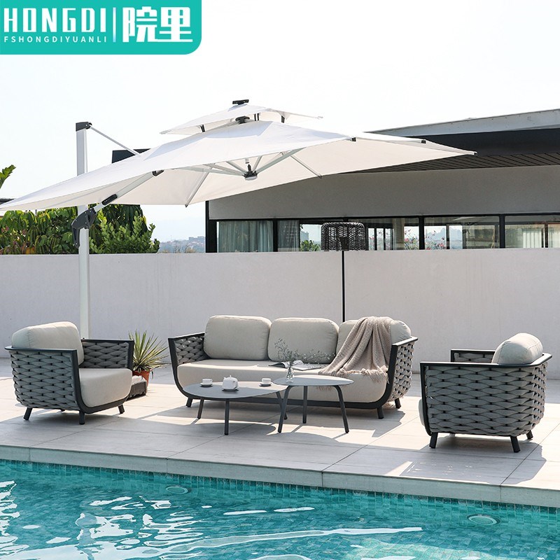 北欧户外沙发庭院露台休闲椅露天防水室外花O园阳光房藤编家具组