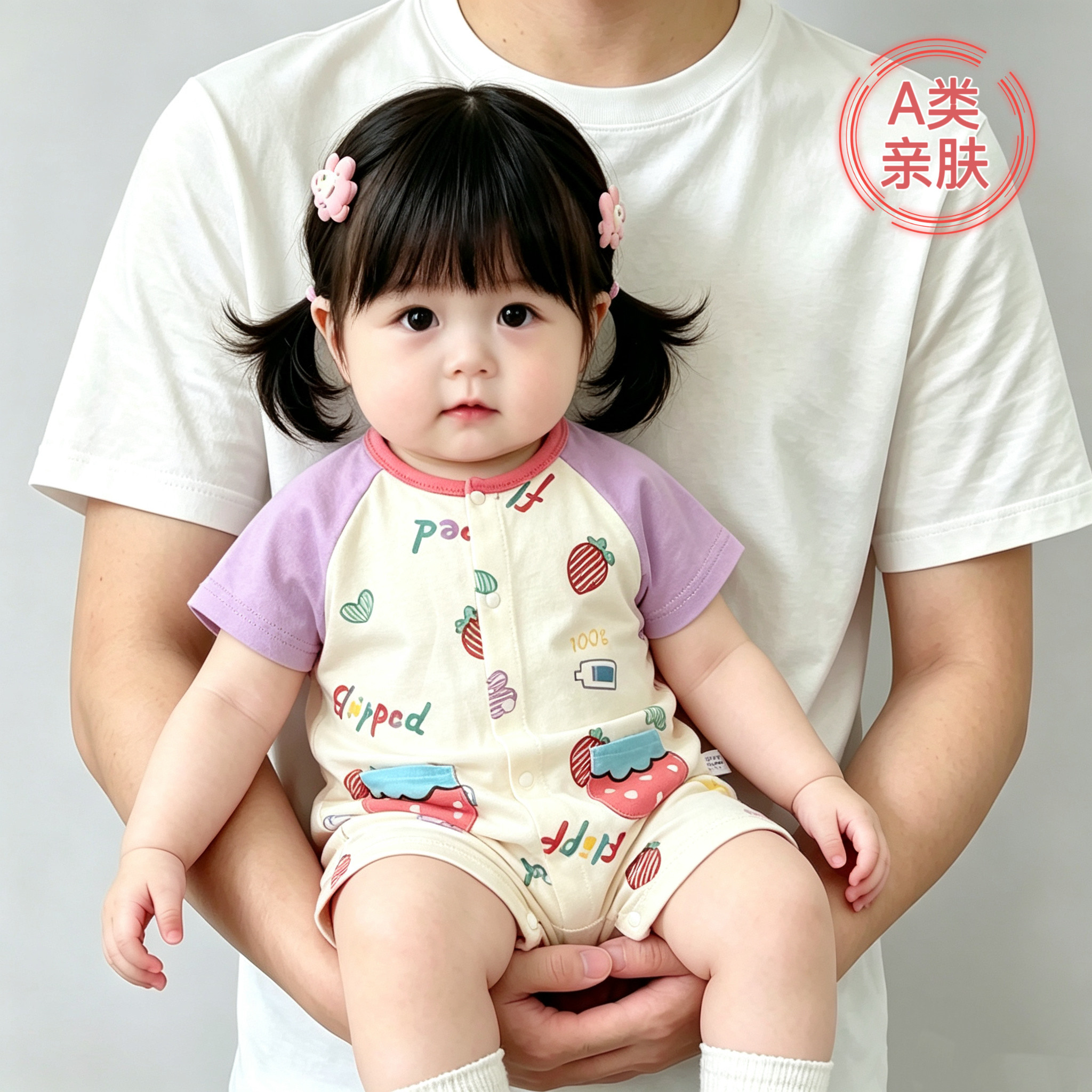 童诺喜夏季婴儿外出短袖连体衣纯棉薄款可爱宝哈衣新生儿夏天爬服