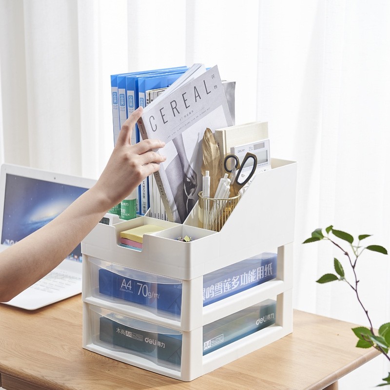 现货批发办公桌面整理收纳盒柜办公室抽屉塑料防尘文件收纳化妆品