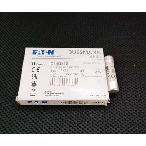 C14G25S陶瓷管保险丝 500V 25A 14X51 巴斯曼BUSSMANN熔断器