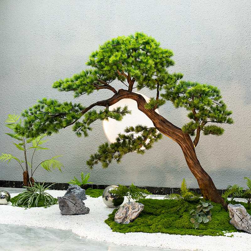 高端松树仿真黑松造景摆件景观假树罗汉松室内装饰新中式落地禅意