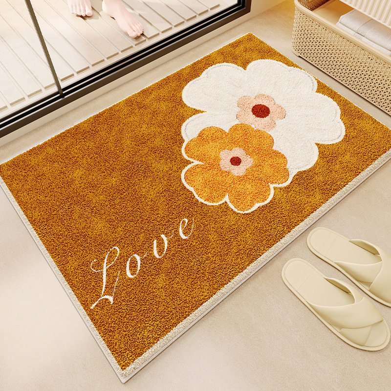 小清新仿羊绒地垫耐脏易防滑浴室水洗门口打理垫脚垫可厕所吸水地