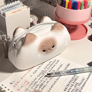 烤面包猫咪笔袋高颜值ins风女生2025新款可爱卡通学生文具收纳袋