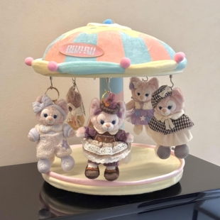 labubu旋转木马娃娃屋拉布布公仔玩偶挂件手办盲盒收纳盒展示架