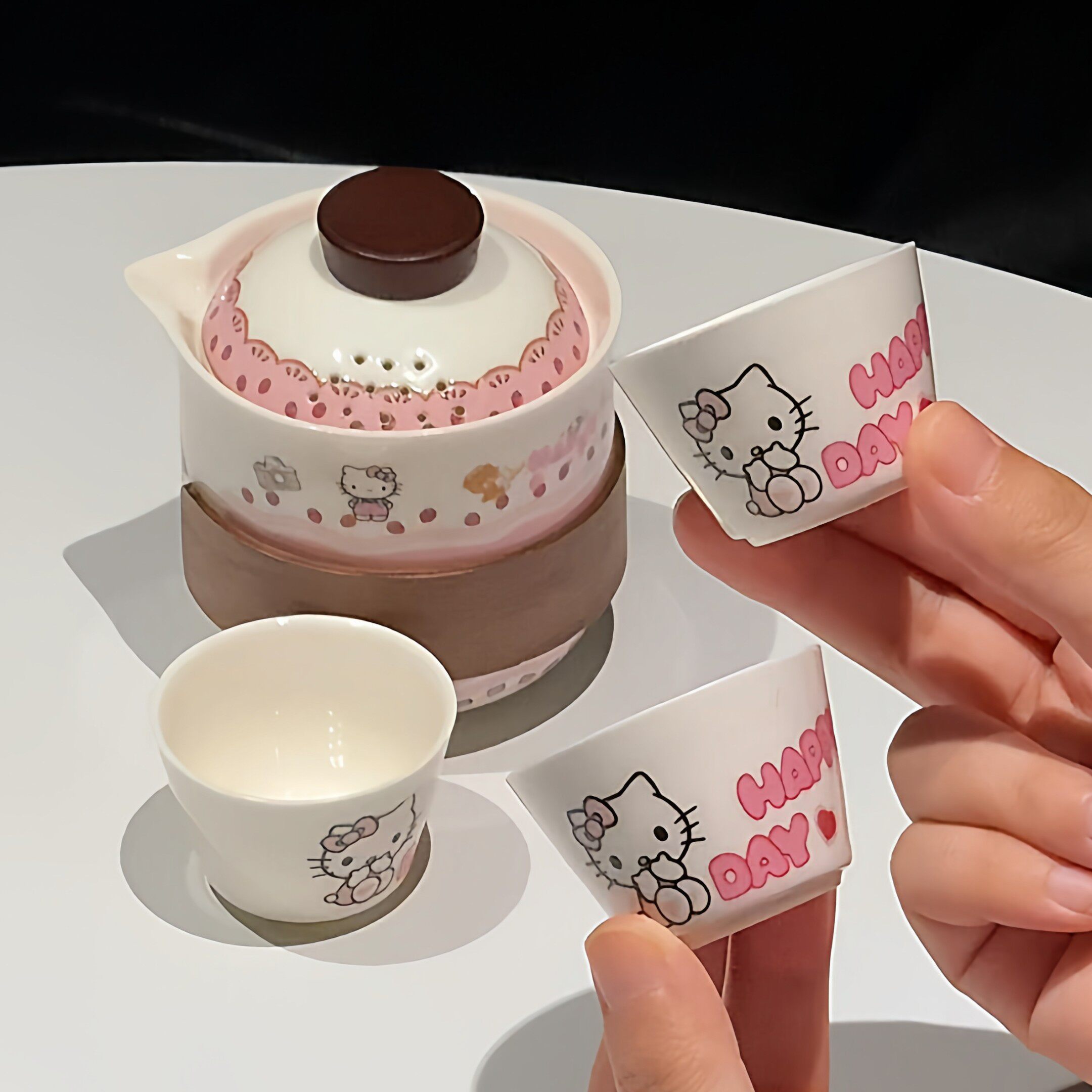 哈喽Kitty陶瓷茶具套装户外便携泡茶旅行快客杯一人饮茶杯伴手礼