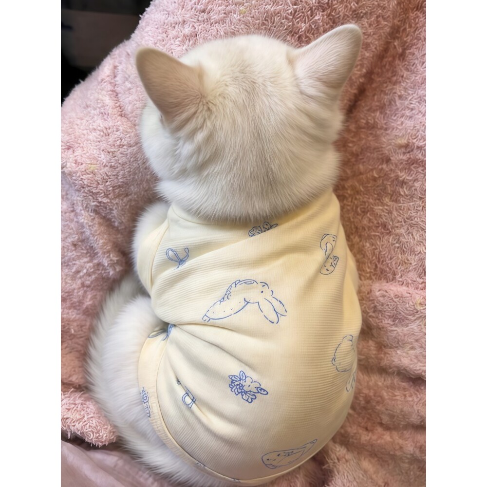 猫咪衣服春秋防掉毛可爱背心中小型犬秋衣狗狗家居服柔软睡衣秋衣